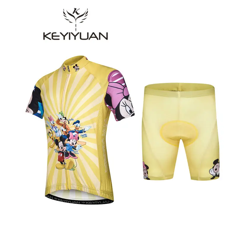 KEYIYUAN 2018 желтая велосипедная Джерси для детей Ropa Ciclismo Велоспорт шорты комплекты