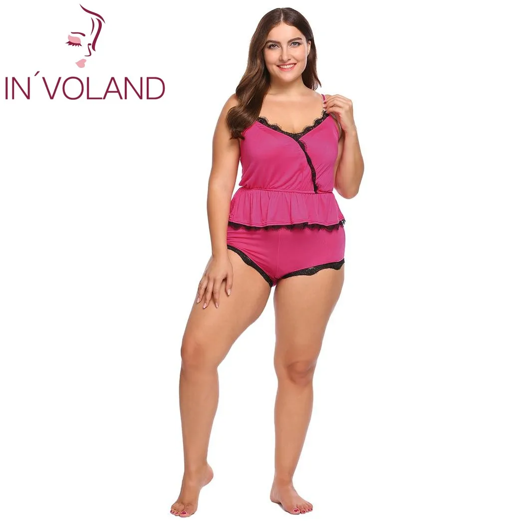 Пижама IN'VOLAND большого размера для женщин пижамный комплект отдыха с кружевной