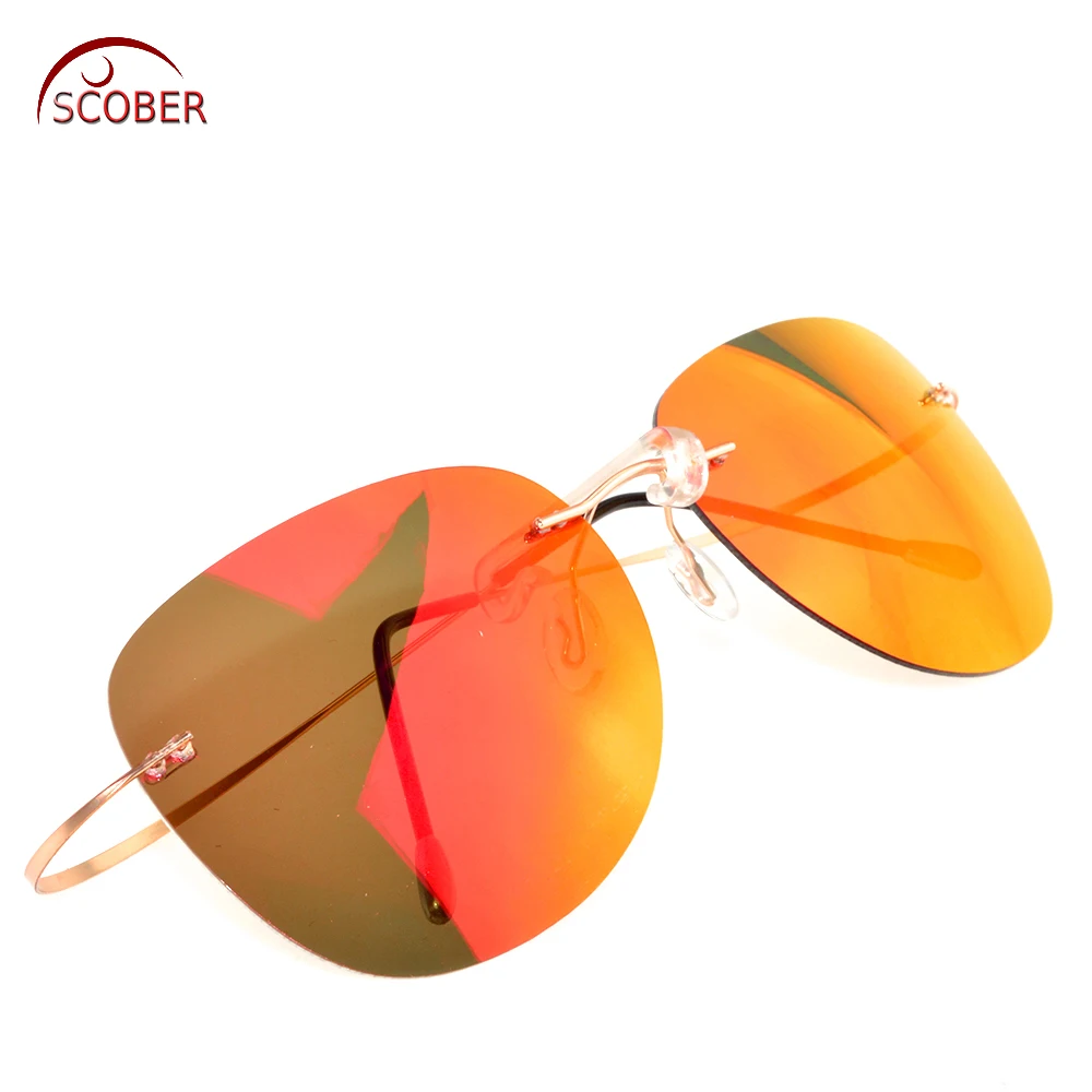 

2019 Lentes De Sol Mujer = Scober New Designer Rimless Polarized Sunglasses Ultra Light Bombs Radiation Anti-uv Mirror Lenses