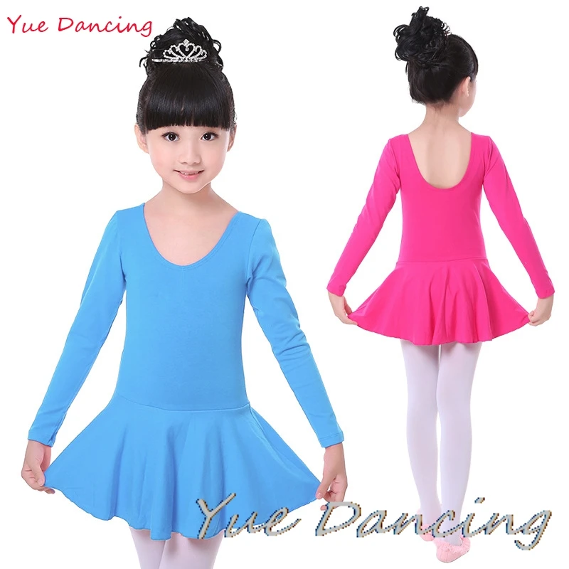 2-15Y Pink/Blue Children Dance Clothes Lycra Cotton Dress For Girls Kids Gymnastics Leotard Ballerina Ballet | Тематическая одежда