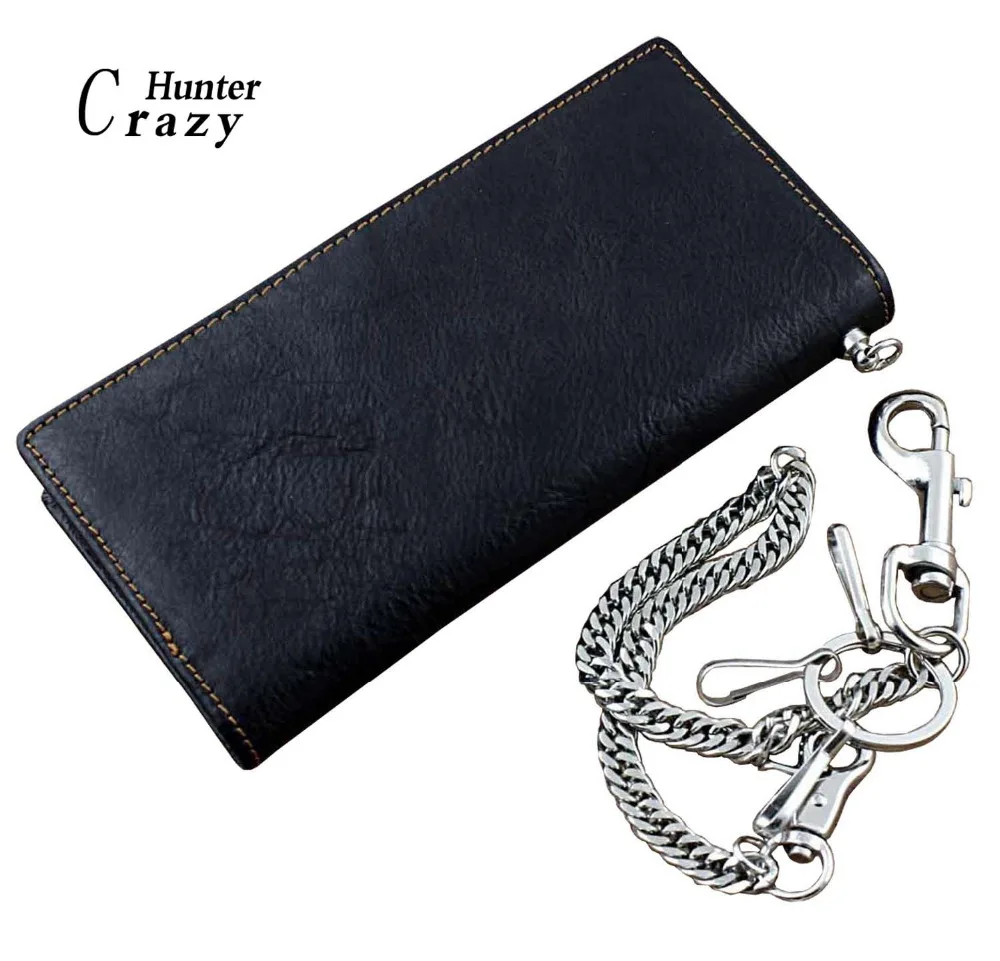New Black Real Leather Mens Biker Card/Money Long Wallet Purse W/ Jeans Key Chain | Багаж и сумки
