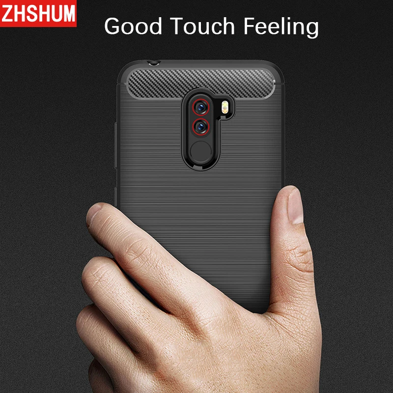 Чехол из углеродного волокна с узором для Xiaomi Pocophone F1 Poco мягкий силиконовый