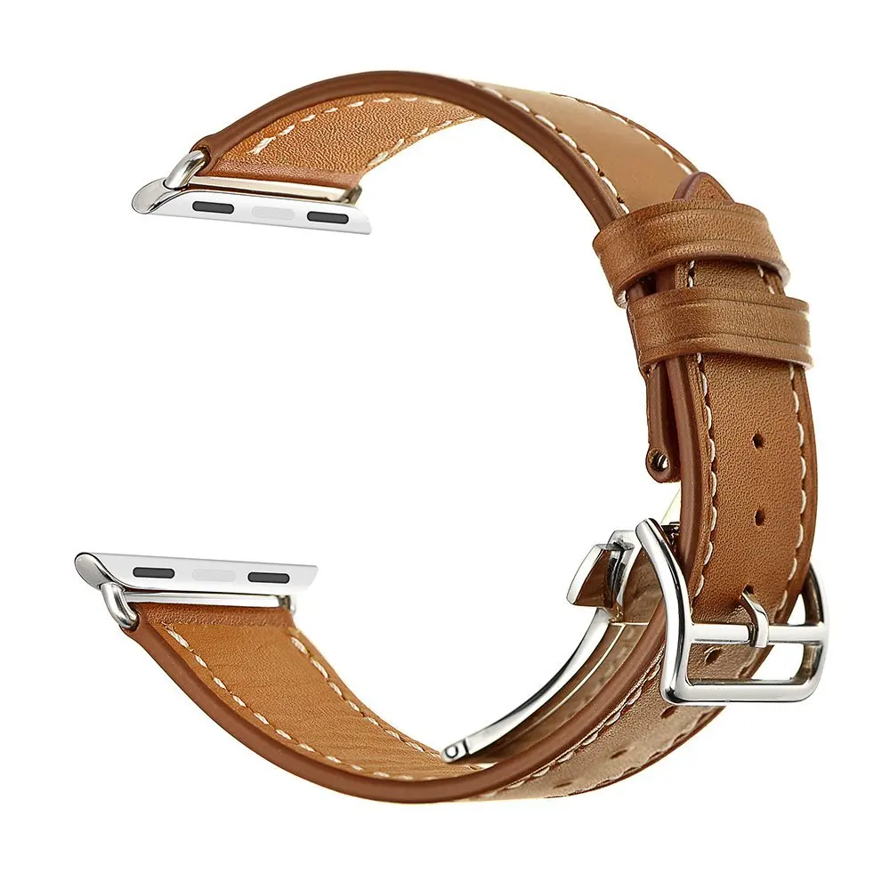 Genuine Leather Loop For Apple Watch 44mm 40mm Band Double Tour 42mm iwatch series 5 4 3 2 Replacement strap 38mm bracelet women