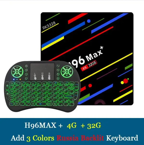 P 4G 32G Backlit RU ТВ-приставка H96 MAX Plus на Android 8.1 от RUIJIE, смарт ТВ с четырехъядерным процессором RK3328 4 ГБ ОЗУ и 64 ГБ ПЗУ, ТВ-приставка c двумя диапазонами Wi-Fi 5 ГГц и 2,4 ГГц 4 ГБ ОЗУ 32 ГБ ПЗУ и разрешением 4K - Цвет: P 4G 32G Backlit RU