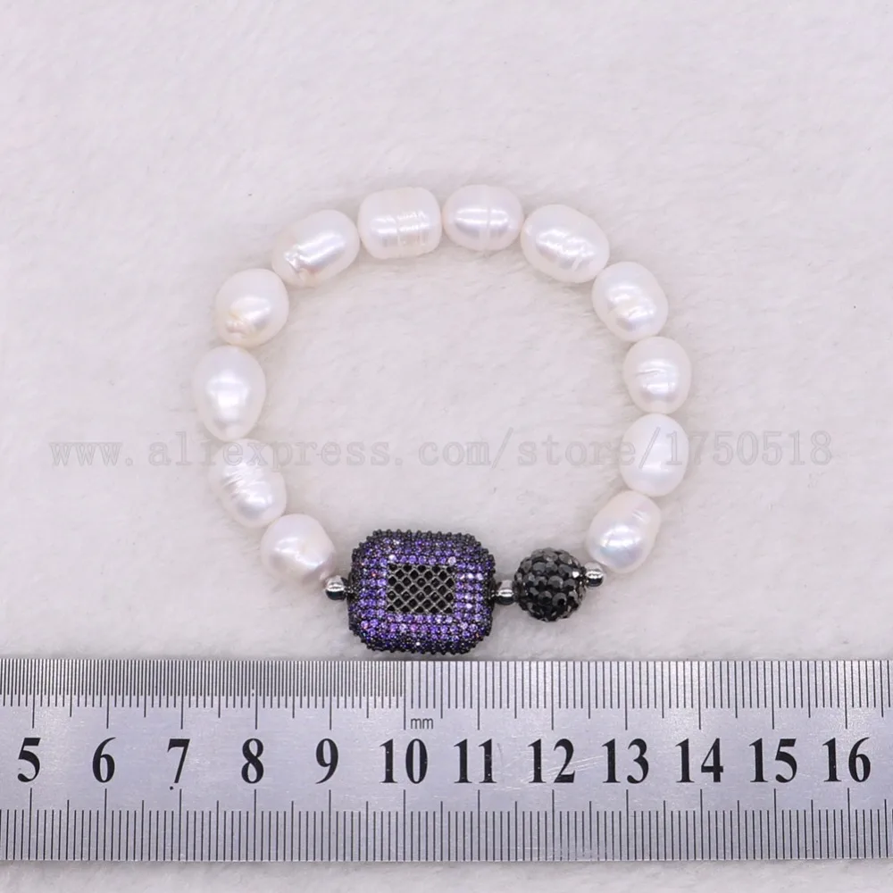 

Natural pearl bracelets druzy bracelet bangle with purple zircon beads crafted pearl bracelets 2881