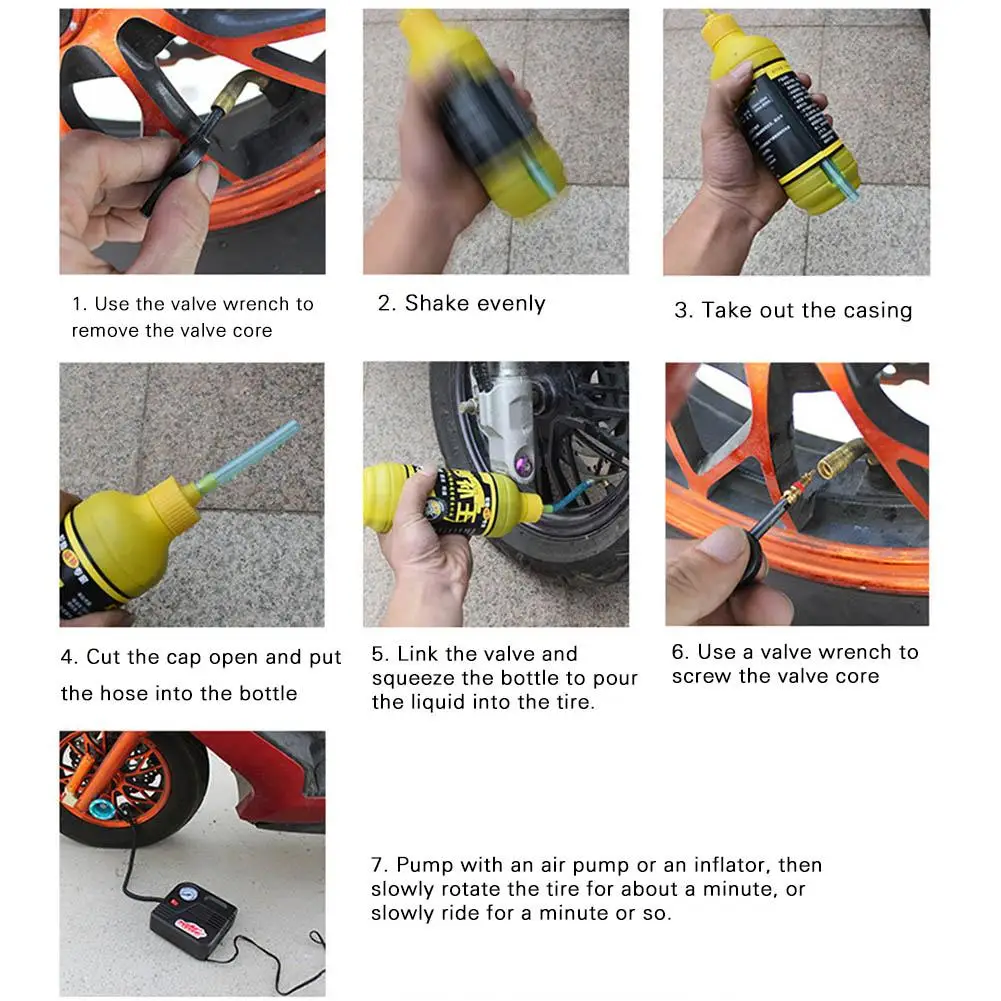 Жидкость для ремонта шин 350 мл Вакуумный клей мотоцикл горный велосипед