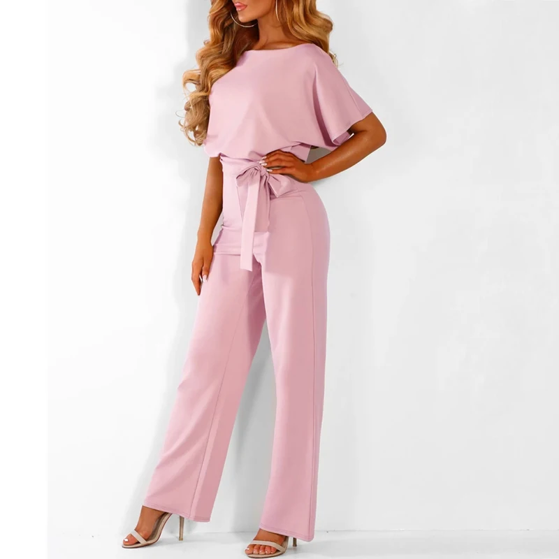 ELSVIOS 2019 плюс размер летние комбинезоны с поясом Модные женские игровой костюм