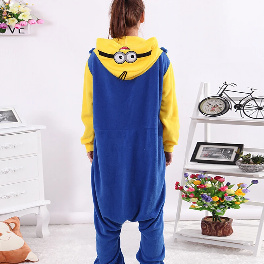 Комбинезоны для взрослых с миньонами Пижама Kigurumi Onesie костюмы для косплея костюм для сна унисекс рождественское ночное белье с животными вечерние платья