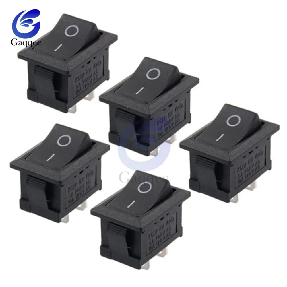 10 шт черный кнопочный мини-переключатель 6A-10A 250V KCD1-101 2Pin оснастки кнопка вкл/выключения кулисный переключатель 21*15 мм