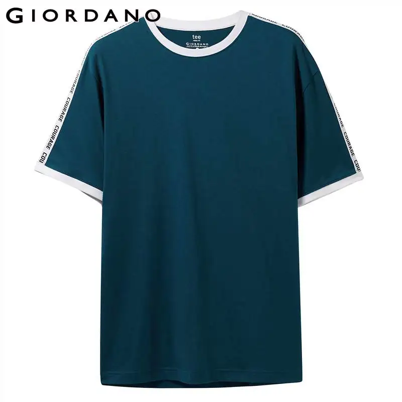 Giordano.мужская футболка с круглым воротом и короткими рукавами имеется печатный