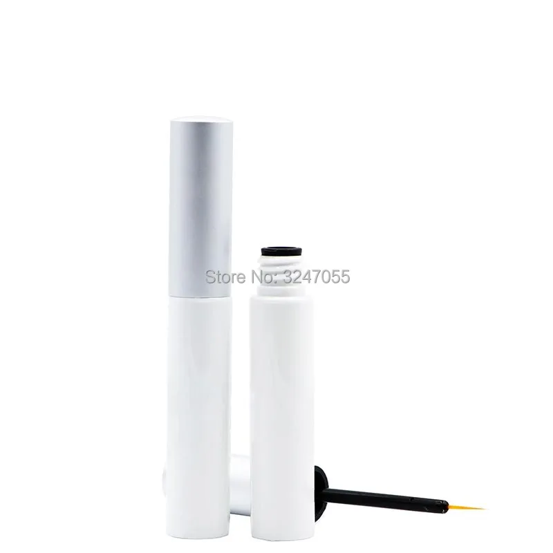 

3.5ml Plastic Empty Cosmetic Eyeliner White Tube n Aluminum Cap,DIY Portable Travel Eyelashes Glue Bottle,Eye Beauty Makeup Tool