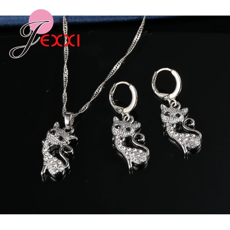 Ожерелье и серьги из серебра 925 пробы с фианитами|silver jewelry set|sterling silver setjewelry sets |