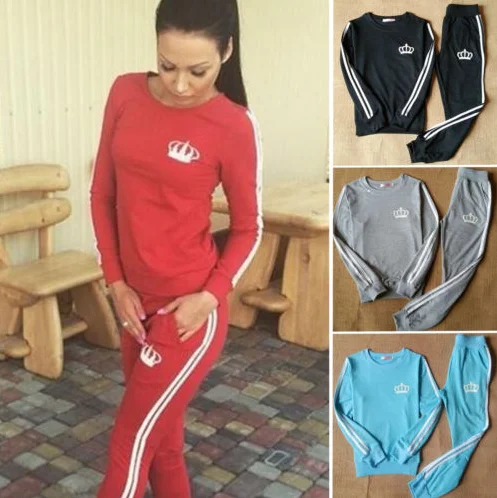 Женский спортивный костюм ZOGAA из двух предметов с длинным рукавом толстовка