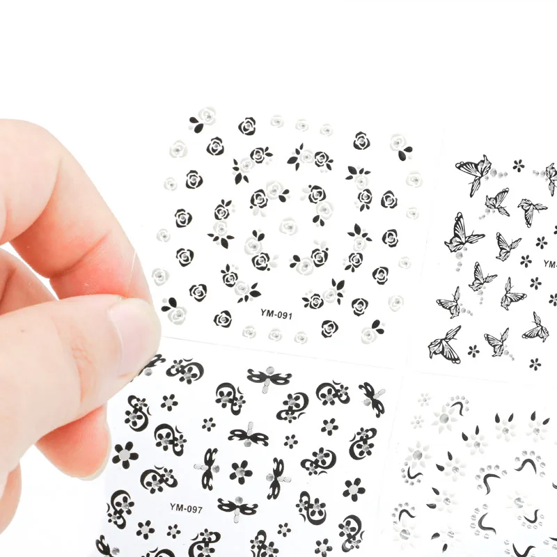 MAFANAILS 1 набор = 30 листов 3D Кристальные наклейки для ногтей сделай сам белый * черный