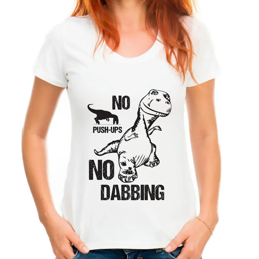 Женская футболка Tyrannosaurus rex no dabbing белая Повседневная дышащая Футболка с принтом