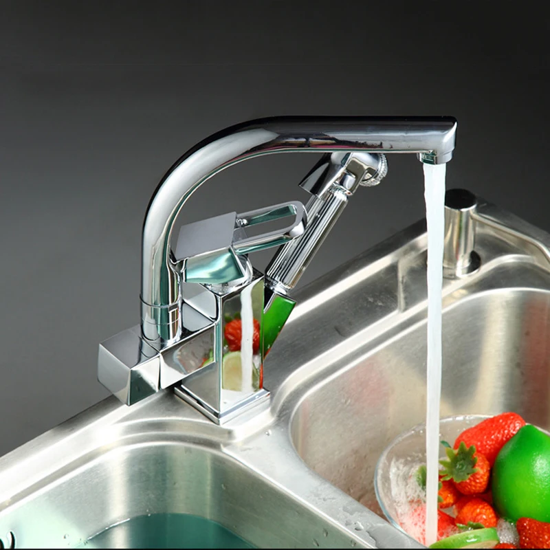 Смеситель для кухни с выдвижной лейкой душевой распылитель насадка из меди