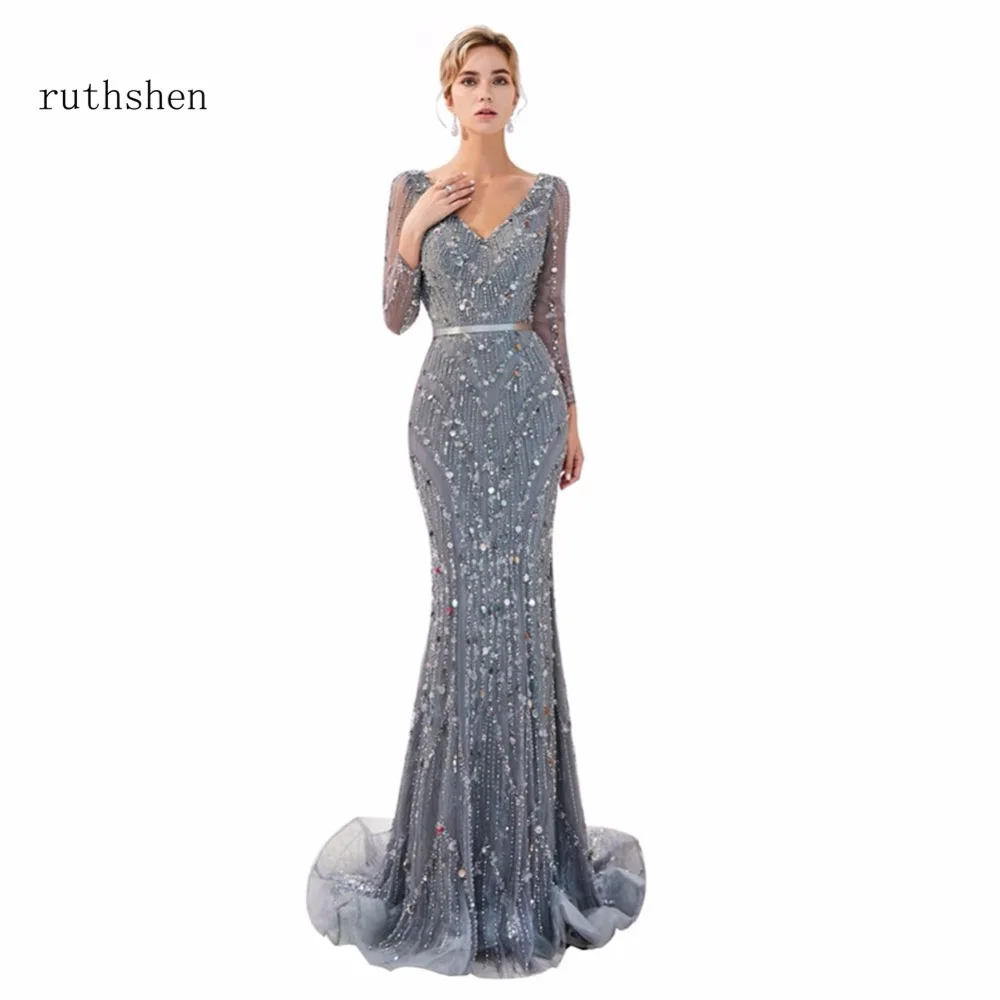 Ruthshen Robe De Soiree в наличии Роскошные Длинные вечерние платья Размер 2 16 бисер