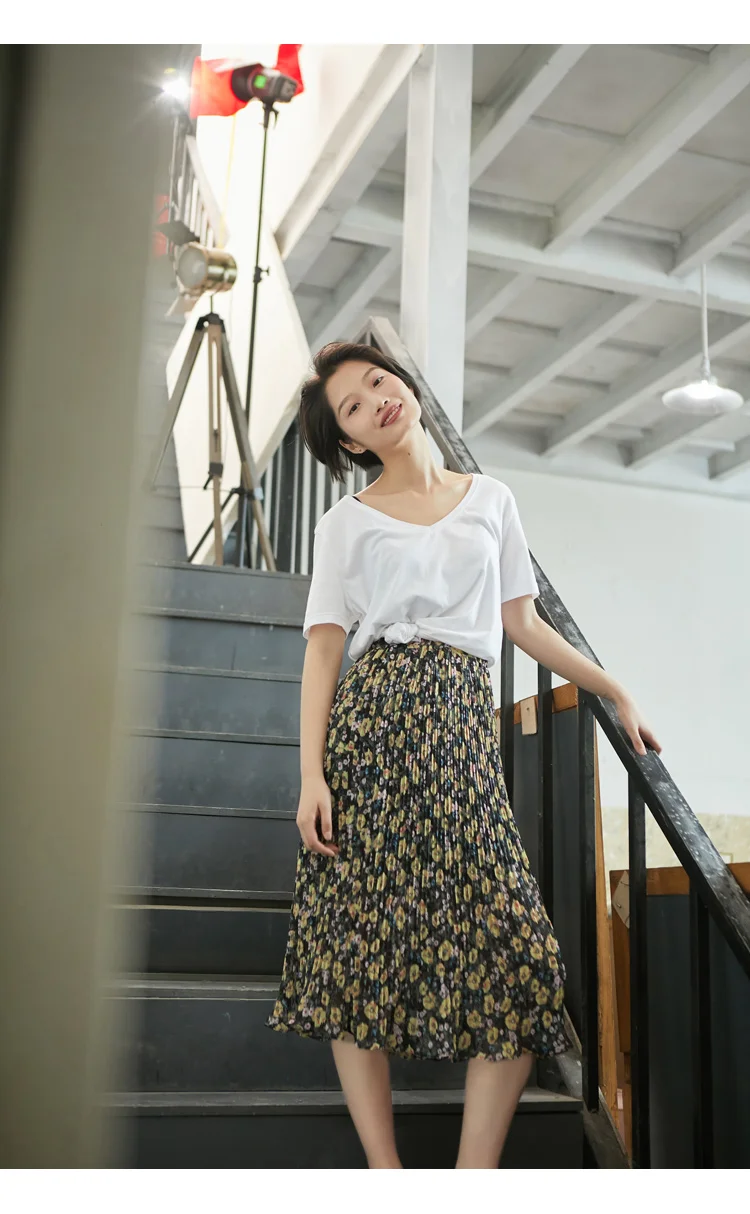 Samstree, винтажная, свободная, летняя, для женщин, Vestidos, с цветами, женская плиссированная юбка, до середины икры, с высокой талией, для девушек, низ, 2 цвета