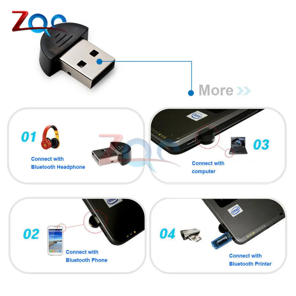 Новый usb Bluetooth адаптер для ноутбука ПК Win Xp Win7 8 iPhone 4GS Mini USB bluetooth dongle аудио