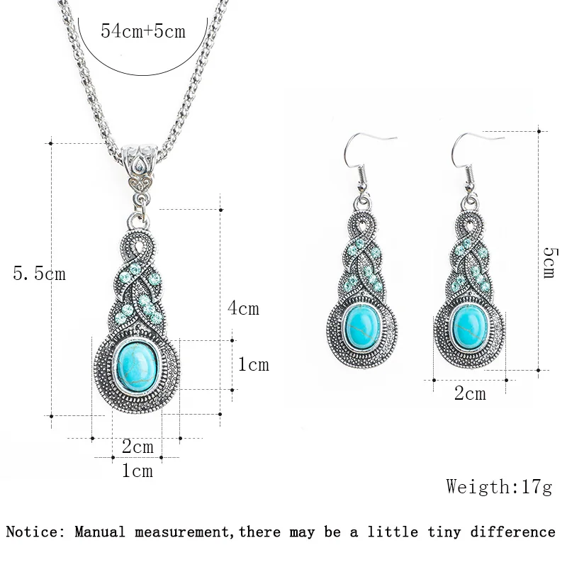 H: HYDE женские ювелирные изделия тибетский серебристый цвет CZ подвеска-кристалл на цепочке ожерелье серьги набор круглый натуральный камень ювелирные наборы