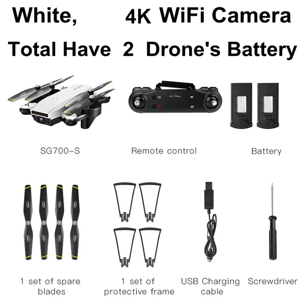 White 4k 2 battery Радиоуправляемый Дрон 720P 1080P 4K HD широкоугольная камера складной Квадрокоптер Профессиональный Квадрокоптер селфи Дрон 22 мин Время полета - Цвет: White 4k 2 battery