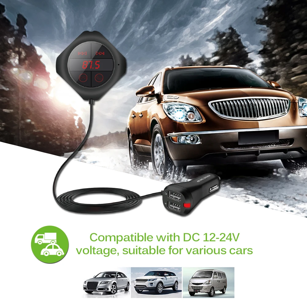 Onever fm-передатчик Bluetooth Handsfree автомобильный комплект радио передатчик беспроводной FM модулятор Автомобильный mp3 плеер TF U диск двойной USB