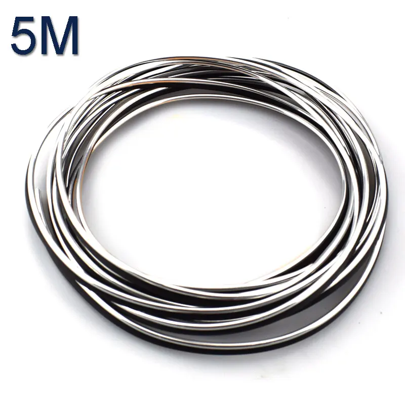 SILVER Ceyes 5 м автомобильные-стильные полоски декоративная Резьбовая отделка брендовый стикер чехол для Ford для Mazda Honda Kia VW Honda hyundai автомобильный-Стайлинг - Название цвета: SILVER