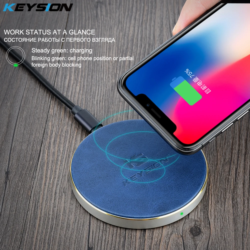 KEYSION 10 8 Вт Qi Быстрое беспроводное зарядное устройство с ЧПУ металлическая