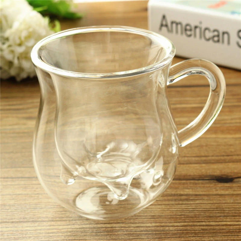 Новинка! 350 мл прозрачная двухслойная кружка стеклянной чашки для коровьего молока ручной работы