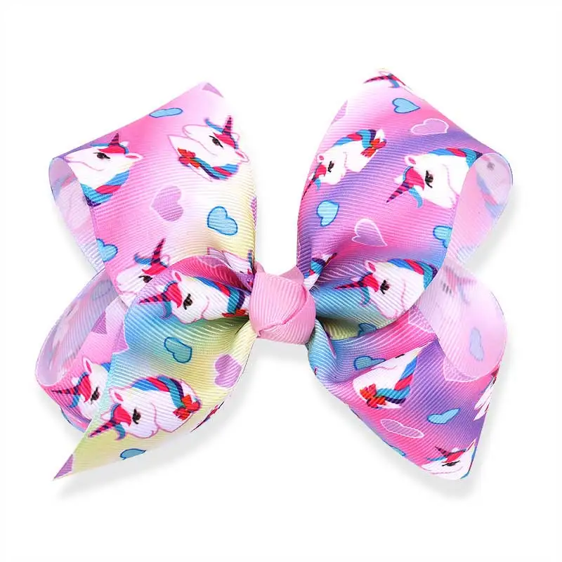 5 inch party Bows Hair Clips Graffiti Knot Hairgrips Kids DIY Princess Ribbon Accessories Handmade Unicorn Hairpin | Детская одежда и