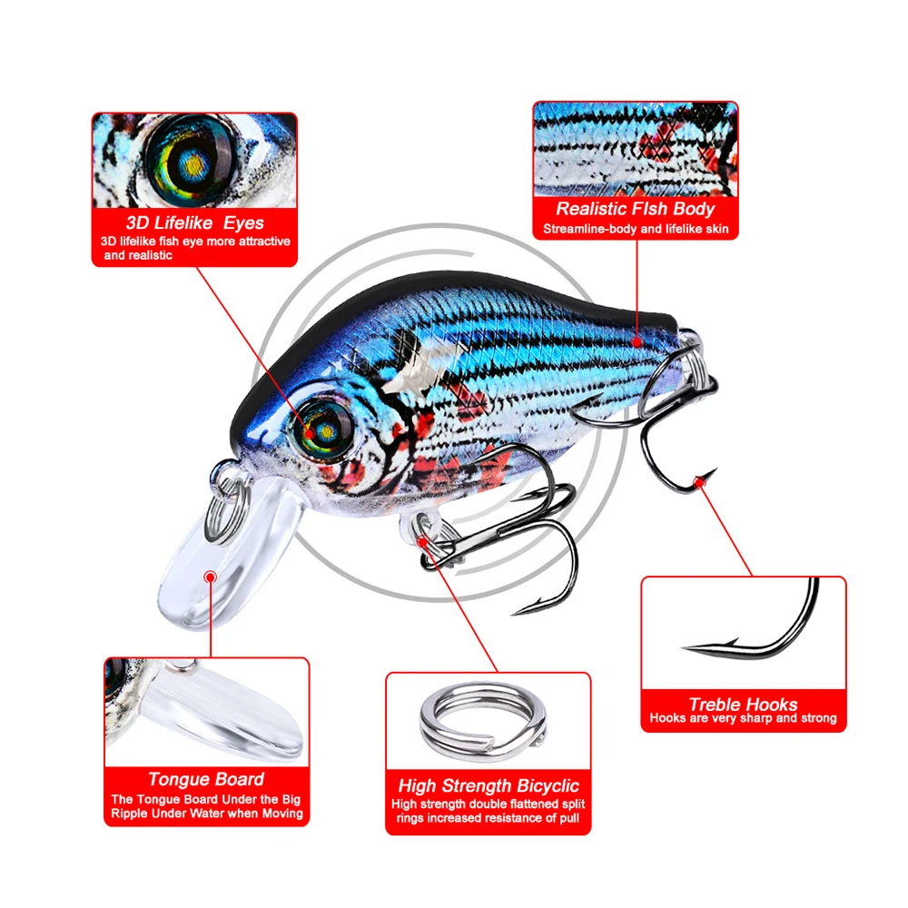 

1 шт мини 52 мм 8,5g Crankbait рыбалка Искусственные приманки Жесткий приманки бас рыбы воблеры Японии Topwater гольян рыбалки снасти
