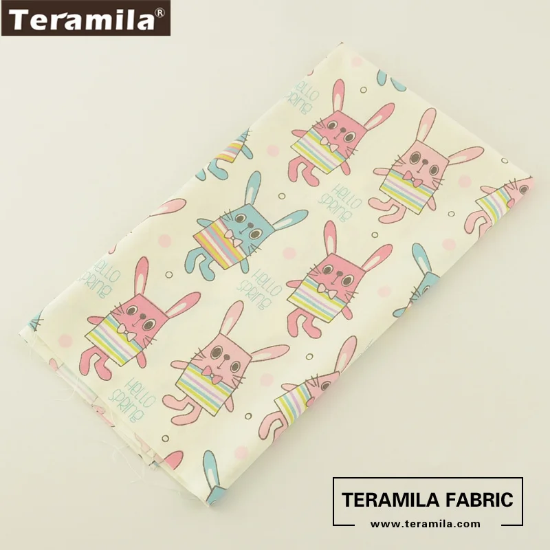 Teramila Fabric 100% Cotton Twill Fat Quarter Quilting Material Bed Sheet Home Textile Patchwork Printed Cartoon Rabbits Design|fat quarters|cotton