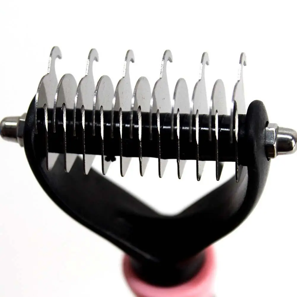 Pet двойной узел Грабли Галстук Узел расческа из нержавеющей стали собака