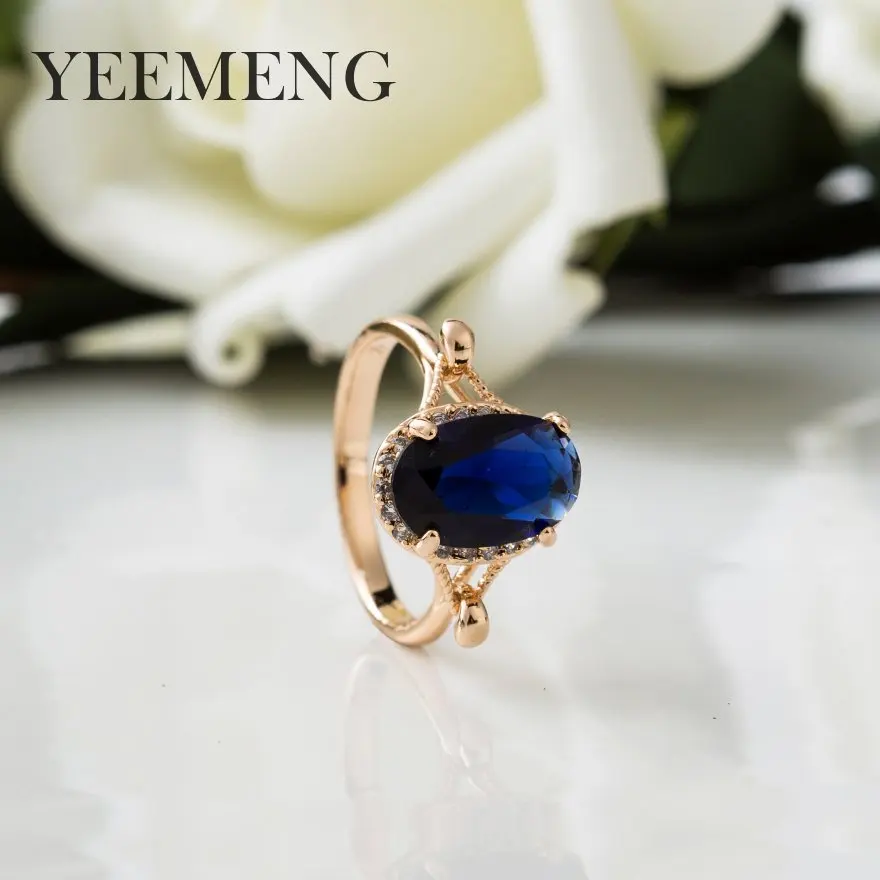 YEEMENG ювелирные кольца для женщин Лидер продаж эллиптическое кольцо с голубым Цирконом с камнями украшения для повседневной жизни аксессуары