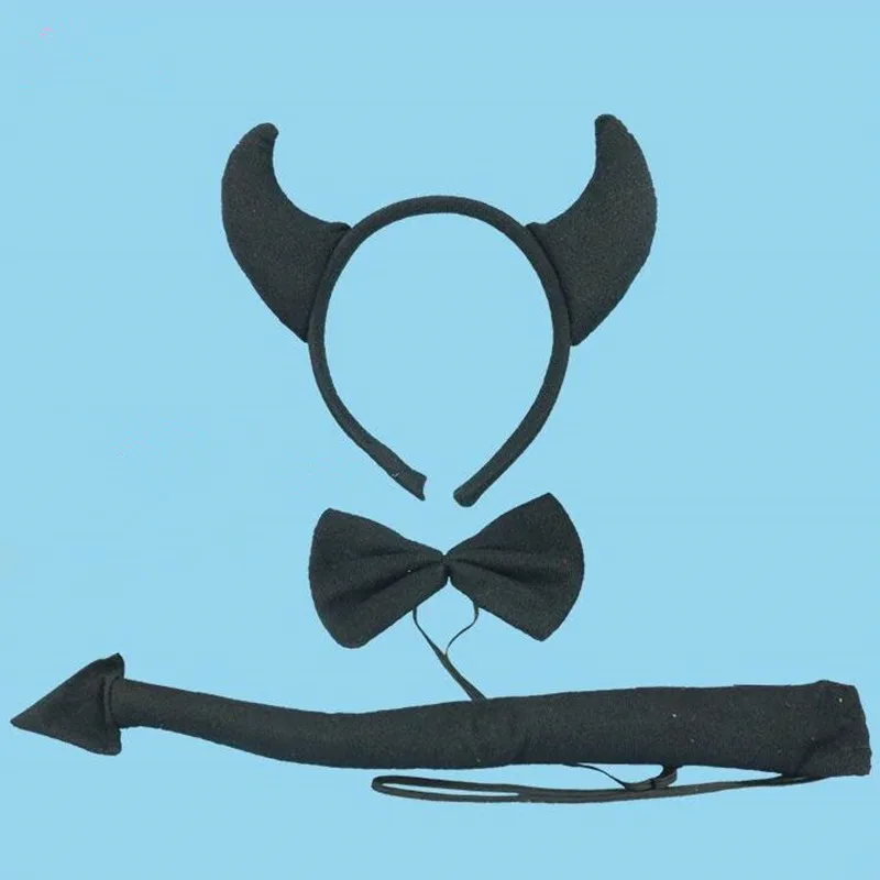 Животное Devil Рога повязка на голову с бантом костюм Хэллоуин вечерние