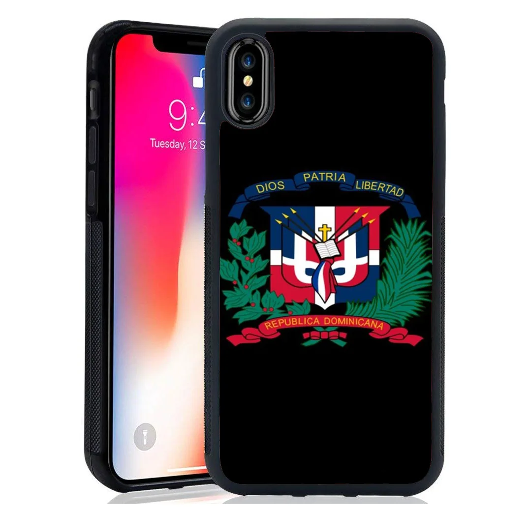 Роскошные ТПУ + закаленное зеркало основа Coque Доминиканская Республика флаг