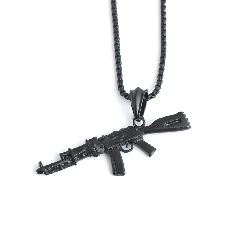 Новинка 2019 Мужская подвеска в виде пистолета ожерелье Ретро стиль золотой AK 47