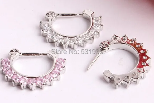 Модные сексуальные женские кольца для носа с перегородкой розовая и белая