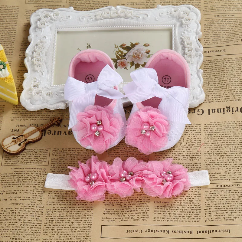 2016 Ballerina Booties shoes baby girl headbands set Soft soled vintage crib first walker sapatinhos de bebes meninos |