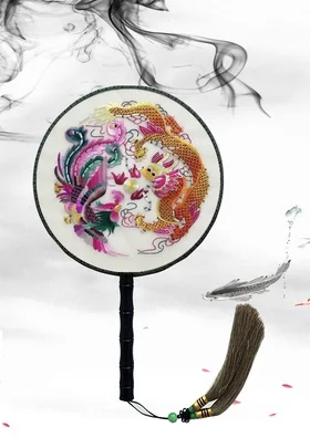 100% шелк тутового шелкопряда ручной работы вышивка Сучжоу Круглый веер с