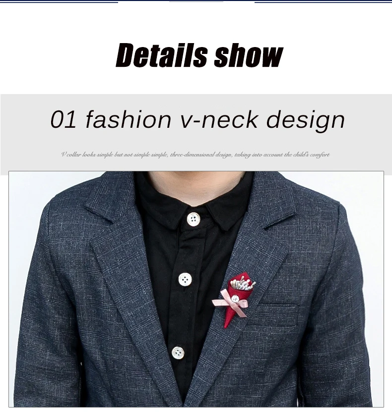 Costume Cotton Baby Boys Blazers Suits New Single Breasted Jacket Pant 2pcs Suit Boy Formal Wedding Wear Children Clothing
