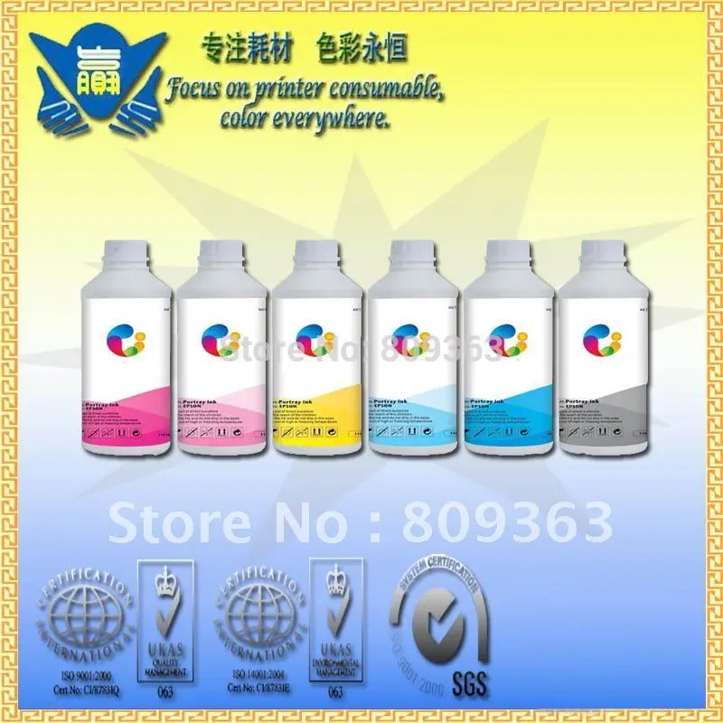 

(6liters/lot) 6x1000ml Sublimation ink for EPSONs Stylus Photo R270/R390/RX590/R290/1410/RX610