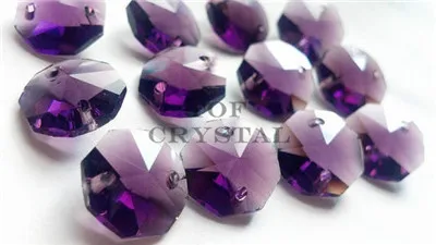 

50Pcs 14MM Glass Crystal Octagon Beads In 1 Hole/2Holes Freeshipping (16 color choose)