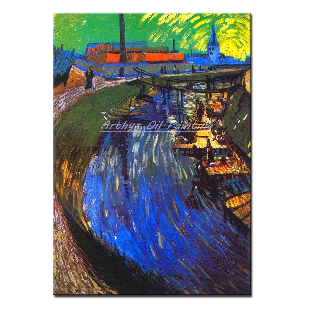 

Arthyx Hand Painted Vincent Van Gogh Famous Oil Paintings on Canvas Women Washing Frameless Painting Art Pictures For Home Decor