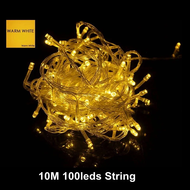 10M 100leds String Светодиодный шар 6 м, 20 лампочек, уличный ландшафтный светильник, гирлянда, сделай сам, для рождественской вечеринки, свадьбы, сказочный светильник, 220 В, Европейский штекер, садовый декор - Испускаемый цвет: 10M 100leds String