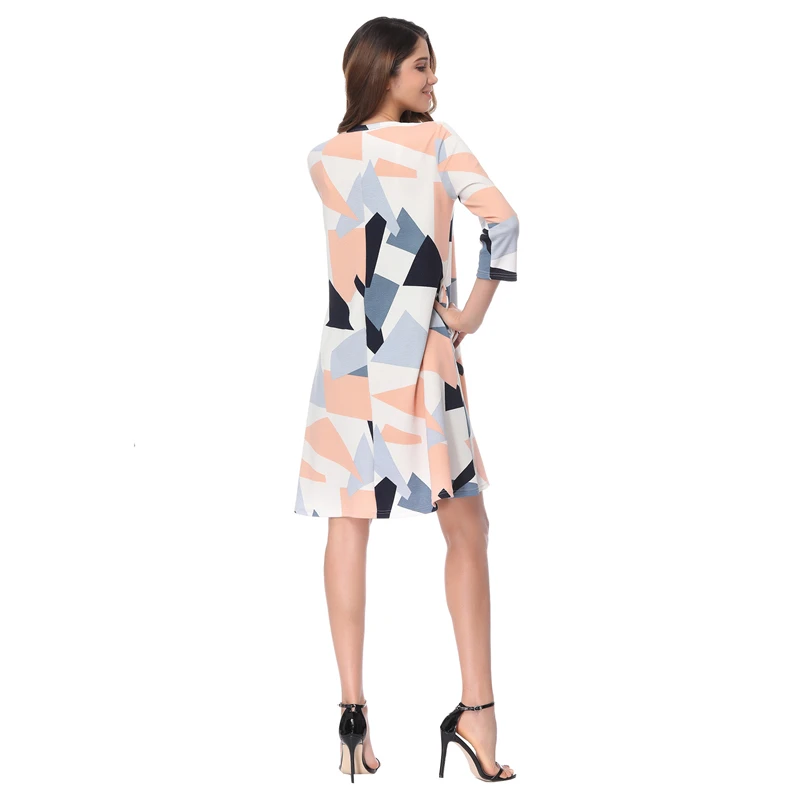 PADEGAO Summer Dress White Casual Above Knee Mini O-neck Blue Women Dresses Three Quarter Sleeve Robe S M L XXL Vestidos | Женская