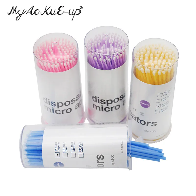 100 шт./бочка мини ресницы кисти для наращивания ресниц инструмент макияжа