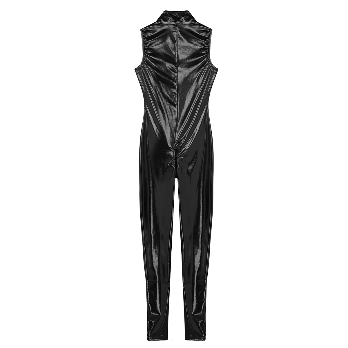 Женская одежда Femme one piece Wetlook танцевальные вечерние Облегающий комбинезон кожзаменитель двойной молнии без рукавов трико боди для походов в клуб