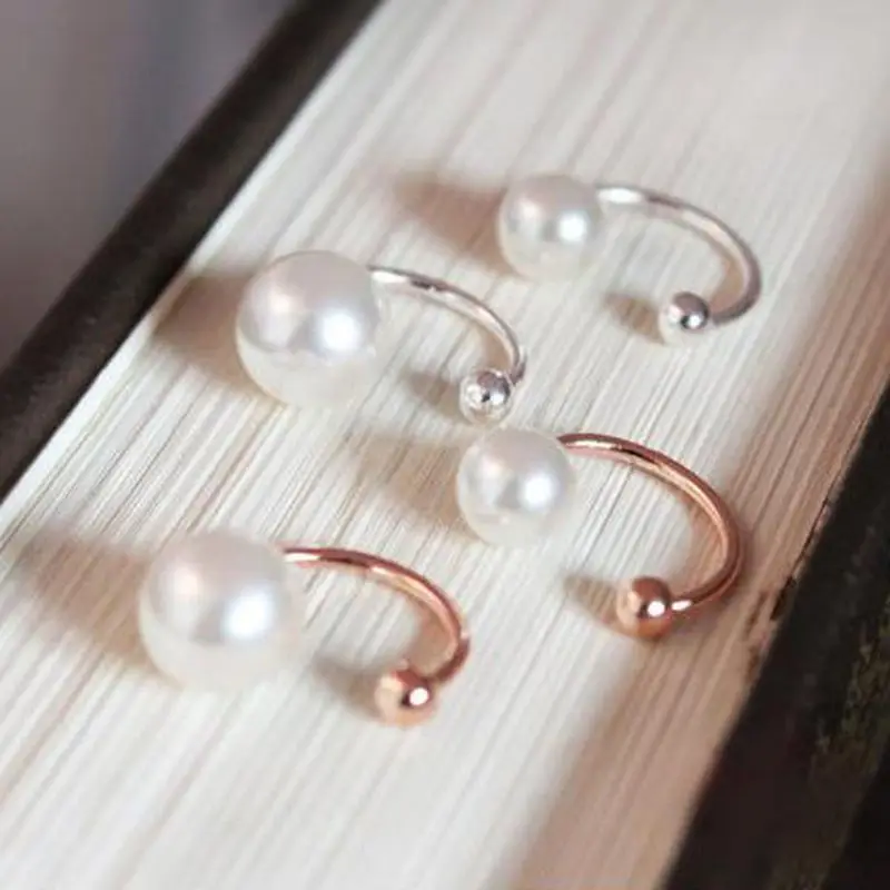 Модные милые девушки кафф в виде груши золотые серебряные серьги из костного