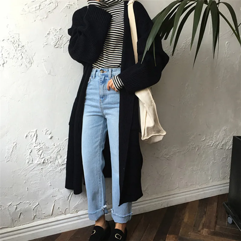 Autumn Winter Long Cardigan Sweater 2019 Casual Sleeve Knitted Pockets Cape Top Lady Loose Jacket Coats |